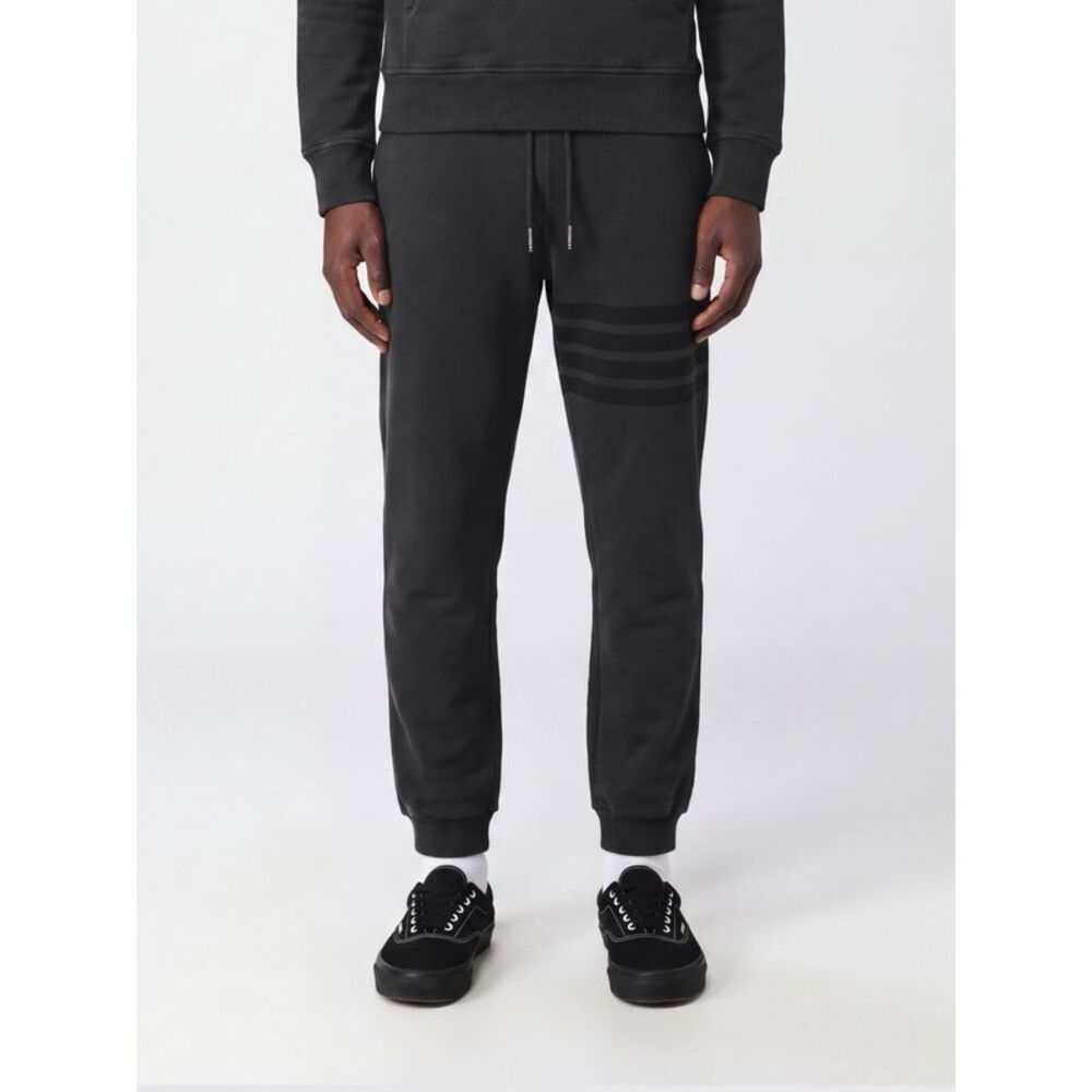 Thom Browne Men Thom Browne Slim Fit Cotton Jogging Trousers With 4-Bar Detail